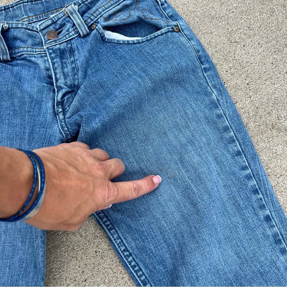 Vintage Y2K Levis low rise bareback stretch button kick pleat hem - Picture 10 of 12